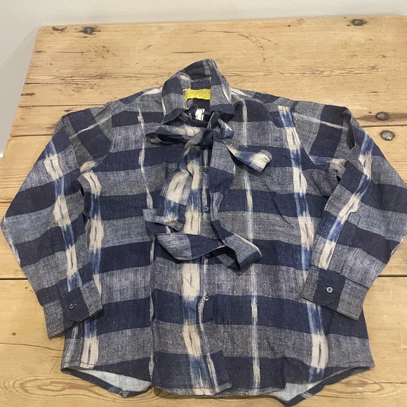 philippa 1970 Tops - Philippa 1970 Ikat tie neck blouse linen EU 40